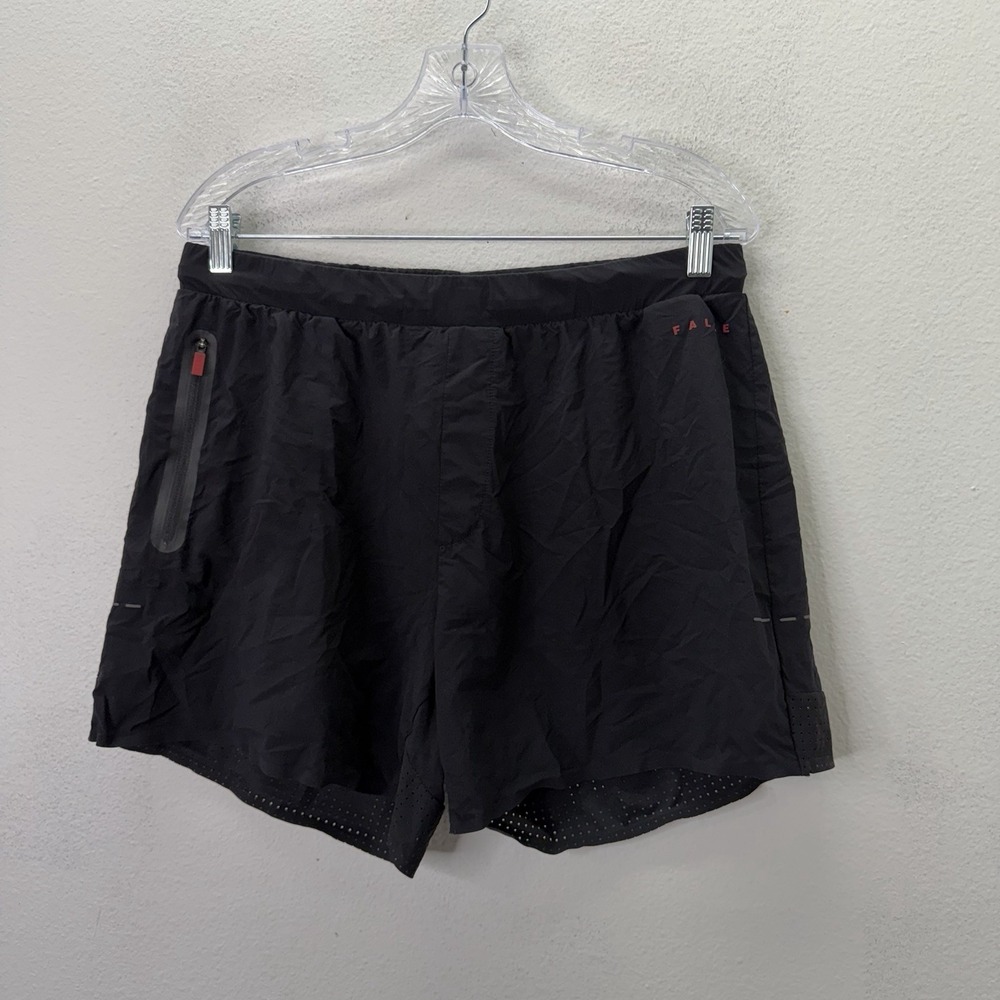 FALKE Ergonomic Sport System Men's Running Shorts Large Black 4.5" Zip Pockets